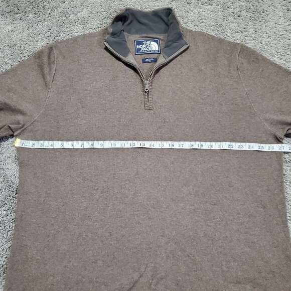 Men's The North Face Wool Brown Lightweight Thermal Quarter Zip Pullover - XL - Picture 5 of 8